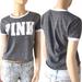 Pink Victoria's Secret Tops | New Pink Victoria’s Secret Crop T-Shirt Top Xs | Color: Gray/White | Size: Xs