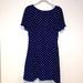 Zara Dresses | Navy Blue With White Polka Dot Flowy Cap Sleeve With Lower Cut Back And Zipper | Color: Blue | Size: M