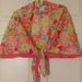 Lilly Pulitzer Accessories | Lily Pulitzer Floral Pink Pompom Cotton Wrap Scarf Tied Cape Os | Color: Green/Pink | Size: Os