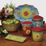 Certified International Tunisian Sunset 3 Piece Canister Set Ceramic in Red | 9.75 H x 7 W x 7 D in | Wayfair 22455