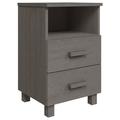 Latitude Run® Hamar Nightstand Storage Bedside Cabinet Nightstand w/ 2 Drawers Pine Wood in Gray | 24.4 H x 15.7 W x 13.8 D in | Wayfair