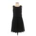 LC Lauren Conrad Cocktail Dress - A-Line Scoop Neck Sleeveless: Black Solid Dresses - Women's Size 4