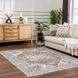 Erna 2'7" x 7'3" Rust/Dark Orange/Blue/Rust/Rust/Dark Blue/Light Blue/Off White/Yellow Washable Runner - Hauteloom