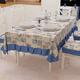 PETTI Artigiani Italiani - Tischdecke, Tischdecke, Tischdecke, laminierte Tischdecke mit gelocktem Baumwolldesign Lidia Blue X6 Places (140 x 180 cm) 100% Made in Italy