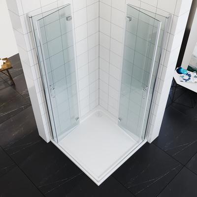 Duschkabine Eckeinstieg Faltbar 180º Falttür Dusche Duschabtrennung 6mm nano Glas H:195cm 80x80cm