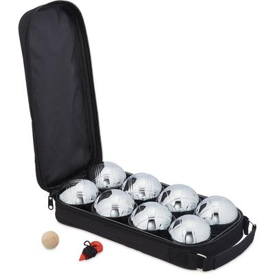 Boule Kugeln, 8 Metall Kugeln, Set mit Zielkugel & Abstandsmesser, Tragetasche, Boccia Spiel, Image