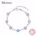 MODIAN-Bracelet en cristal de clair de lune naturel pour femme bracelet JOLink en argent regardé