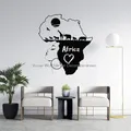 Autocollants muraux avec carte de l'Afrique et femme stickers muraux belle fille africaine salon