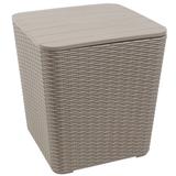 Sunnydaze Outdoor Side Table with Storage - Rattan Design - 11.5 Gal. - N/A