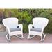 Set of 2 Windsor White Resin Wicker Rocker Chair with Ivory Cushions