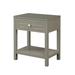 Dylan Wooden End Side Table Nightstand with Glass Top and Drawer