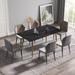 Faux Marble Top Black Metal 6-piece Casual Dining Table
