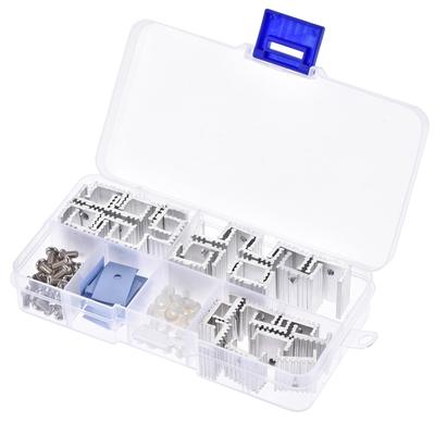 TO-220 Aluminum Heatsink Kit for Cooling Transistor Diodes with a Box - Silver Tone