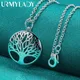 URMYLADY – pendentif rond arbre de vie en argent Sterling 925 collier chaîne serpent 16-30 pouces