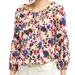 Anthropologie Tops | Anthropologie Maeve Pansy Field Floral Popover Peasant Blouse Women's Size 4 | Color: Blue/Orange | Size: 4