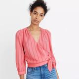 Madewell Tops | Madewell Wrap Top In Cecilia Stripe | Color: Pink/Red | Size: Xl