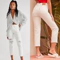 Levi's Jeans | Levi Wedgie Straight White Distressed Denim High-Rise Cropped Jeans | Color: White | Size: 27
