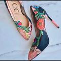 Gucci Shoes | Floral Gucci Pumps | Color: Blue/Pink | Size: 8