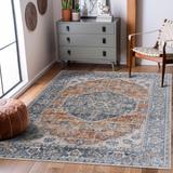 Hiti 6'7" x 9' Dark Orange/Cream/Rust/Mustard/Olive/Blue/Light Blue/Off White Washable Area Rug - Hauteloom