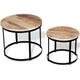 Table basse 2 pcs Bois de manguier brut Rond 40/50 cm - Vidaxl