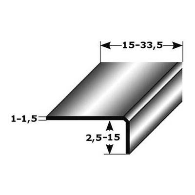 Mini-Winkelprofil Edelstahl 19 x 8 x 2700 mm Edelstahl matt Bauprofil Ungebohrt Kombiwinkel