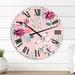 Designart 'Purple Modern Floral Leaves II' Traditional wall clock