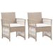 vidaXL Patio Armchairs with Cushions 2 pcs Poly Rattan - 21.9" x 22.8" x 29.9"