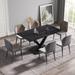 63"Modern Rectangular Sintered Stone Black Dining Table with X-shaped Carbon Steel Legs
