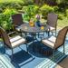 5-Piece Patio Dining Set , 4 Rattan Wicker Armrest Chairs with Cushion, and 1 Round Metal Table with 1.9'' Umbrella Hole