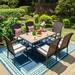 7-Piece Patio Dining Set, 4 Rattan Fixed Chairs,2 Swivel Chairs and 1 Wood-like Top Table with 1.57 '' Umbrella Hole