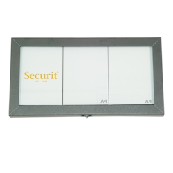 Securit® LED-Informationsdisplay - beschichteter Stahl - Wand- oder Pfostenmontage - weiße LEDs - zeigt 3x A4 - 8,4 kg Image
