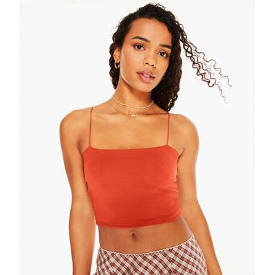 Aeropostale Womens' Seriously Soft Cropped Bungee Cami - Orange - Size L - Cotton