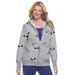 Plus Size Women's Disney Women's Zip Up Fleece Hoodie Mickey Mouse and Friends All Over Print by Disney in Heather Grey Mickey Friends (Size 1X)