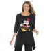 Plus Size Women's Disney Women's Hanky Hem Black Tunic Mickey Mouse and Minnie Mouse by Disney in Black Mickey Minnie (Size 5X)