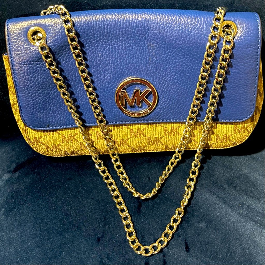 Michael Kors Bags | Blue Michael Kors Handbag | Color: Blue/Cream | Size: Os