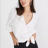 Madewell Tops | Madewell Wrap Top In Pure White | Color: White | Size: Xs
