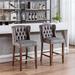 Rosdorf Park Set Of 2 27" Upholstered Seat Height Barstools, Wingback Breakfast Chairs w/ Nailhead-trim & Tufted Back, Legs | Wayfair