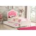 Canora Grey Twin Size Bed Upholstered/Faux leather in Pink | 48 H x 43 W x 80 D in | Wayfair 434C4FA0A1C045E7A9F4DC191E4FE132