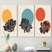 Corrigan Studio® Silhouette Of Flowers On Retro Colors I - Transitional Art Set Of 3 Pieces Canvas in White | 28 H x 36 W x 1 D in | Wayfair