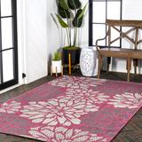 JONATHAN Y Marvao Modern Floral Textured Weave Indoor/Outdoor Area Rug