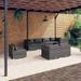 vidaXL 8 Piece Patio Lounge Set with Cushions Poly Rattan Gray - 27.6" x 27.6" x 23.8"