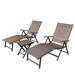 Patio chaise lounge Set of 2 Aluminum Frame In Brown Finish Metal Frame Stationary Chaise Lounge Chair(s) with Brown Seat
