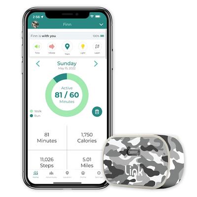 Link My Pet GPS Dog Tracker + Activity Monitor with Black Camo Wrap