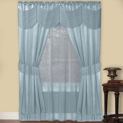 Wide Width Halley 6 Piece Window Curtain Set by Achim Home Décor in Ice Blue (Size 56