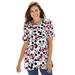 Plus Size Women's Disney Women's Short Sleeve Crew Tee Mickey Mouse All Over Print by Disney in White Heads Print (Size M)