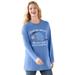 Plus Size Women's Disney Women's Long Sleeve Crew Tee Eeyore Could be Worse by Disney in French Blue Eeyore (Size 5X)