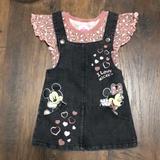 Disney Dresses | Black Denim Mickey And Minnie Jumper For Baby Girl | Color: Black/Gray | Size: 12mb