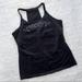 Athleta Tops | Athleta Gym Top Back Pockets Built In Bra Black Yoga Workout Tank Shirt Size M | Color: Black | Size: M