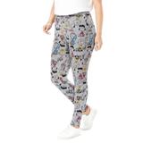 Plus Size Women's Peanuts Women's Heather Gray Leggings Charlie Brown Snoopy Woodstock Sketch All Over Print by Peanuts in Heather Grey Allover Peanu