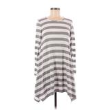 Charlotte Russe Casual Dress Crew Neck Long Sleeve: Gray Stripes Dresses - Women's Size Small